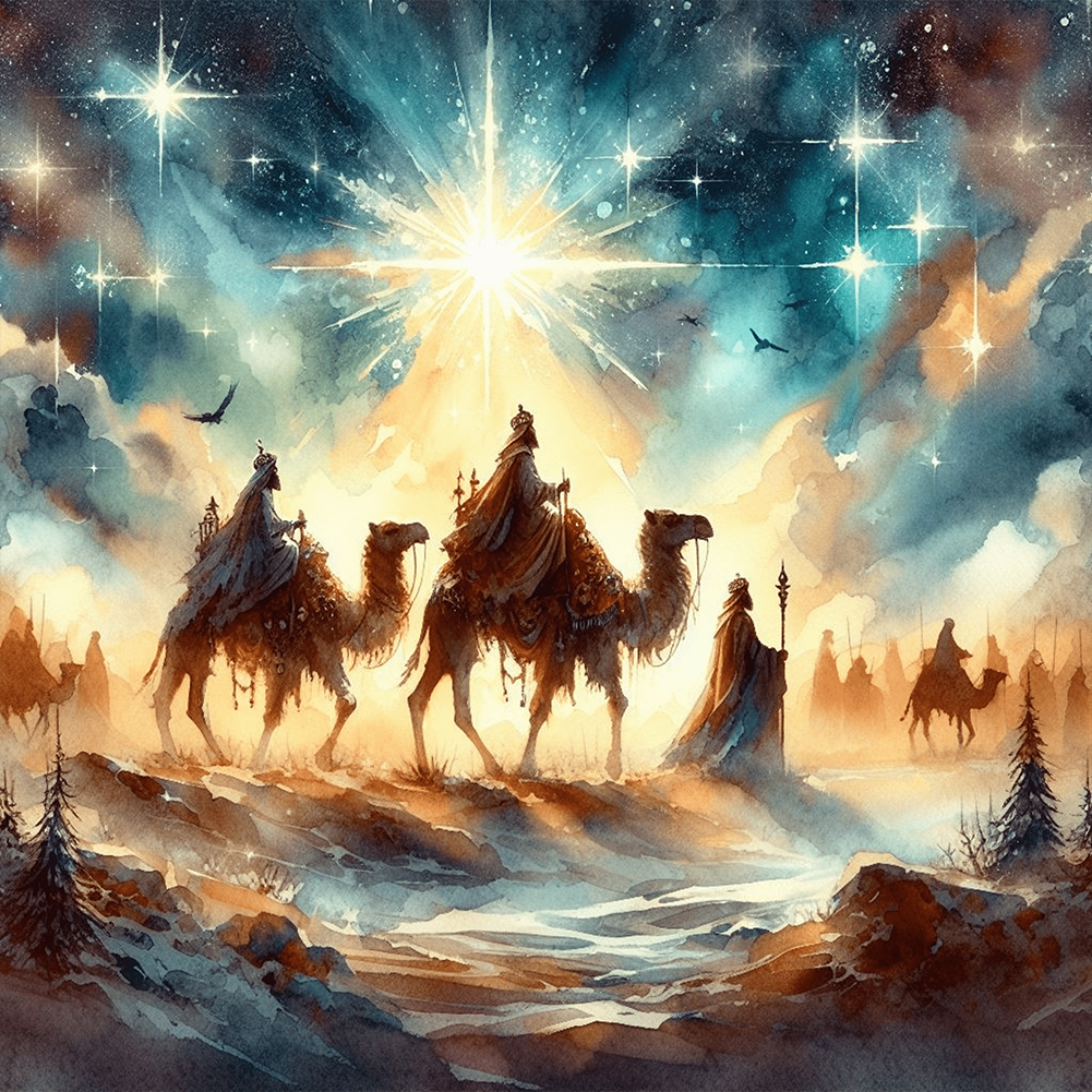 Nativity Of Jesus On Desert Camel 30*30CM (Canvas) Full Round Drill Diamond Painting gbfke