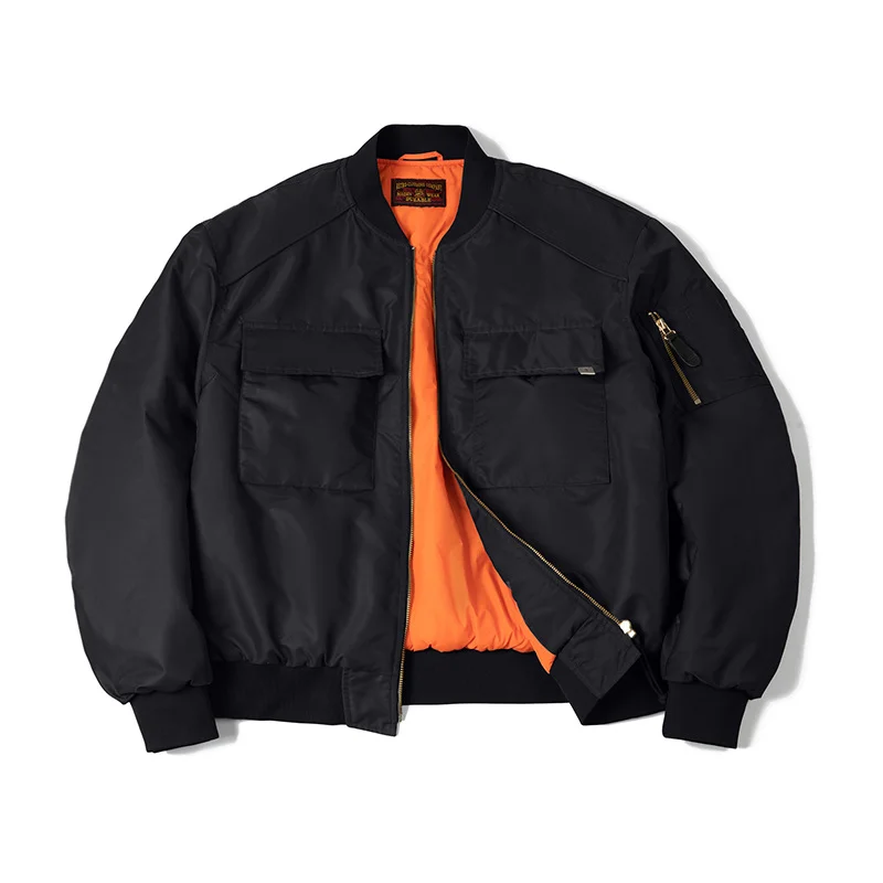Men's Retro MA1 Bomber Jacket Cotton Jacket, Thickened Baseball Jacket for Man