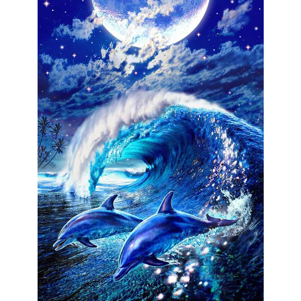 

Dolphin - 11CT Stamped Cross Stitch - 36*46CM, 501 Original