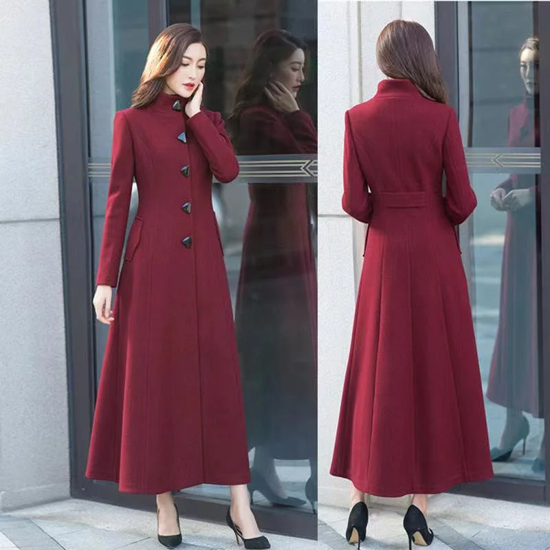 Suofun Solid Slim Plus Size Long Seelve 2021 Fashion New Women Mandarin Coat Women's OverCoat Female Girls Winter Wool Coats