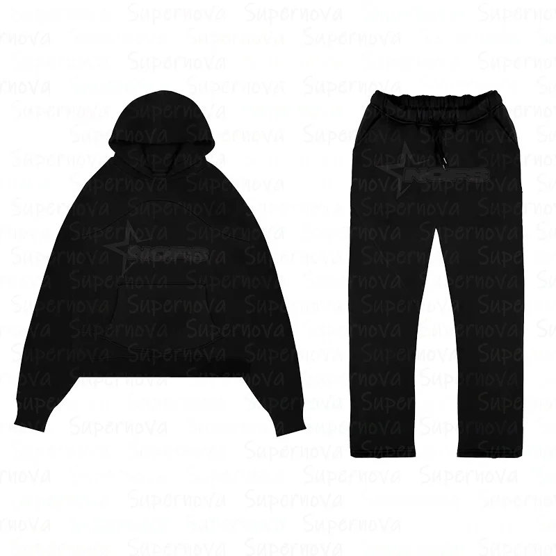 Uveng Uveng Vintage Popular Logo Letter Print Loose Hoodie Y2K Hip Hop Street Dress Men And Women's Jumper Casual Top