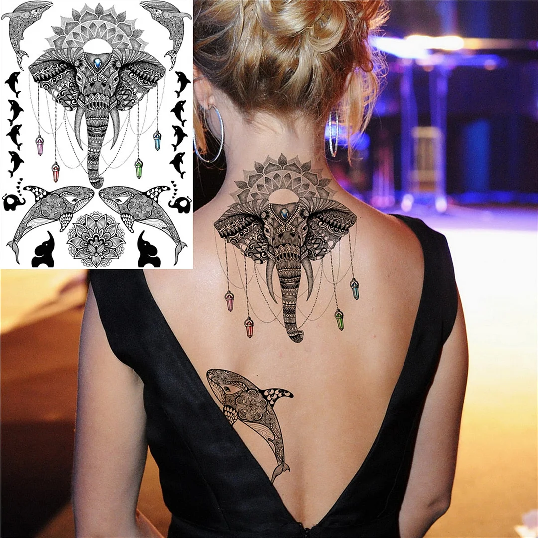 Lace Butterfly Temporary Tattoos For Women Girls Kids Tribal Black Henna Tattoo Sticker Mandala Flower Fake Jewelry Tatoos Adult