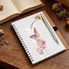 3Pcs DIY Pearl Painting Flowers Insects Bookmark with Butterfly Pendant Home Office Supplies Gift for Book Lovers