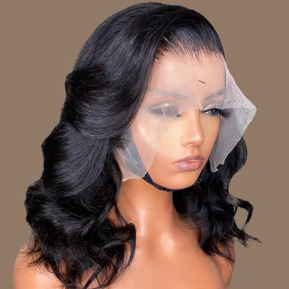 Body Wave Short Bob Wig 5x1 T Part Wig Peruvian Human Hair Wig Deep Wave Frontal Wig Loose Wavy Human Hair Wigs For Black Women US Mall Lifes