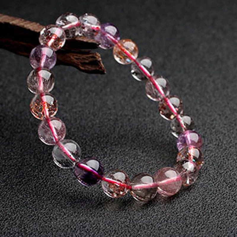 Amethyst CrystalNatural Strawberry Quartz Love Blessing Bracelet