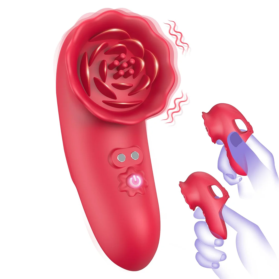 9 Vibrating Modes Finger Vibrator Clit Stimulator - Rose Toy