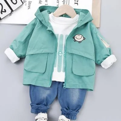 3 Pieces Baby Boy Clothes Set Infant Kids Zipper Jacket + T Shirt + Jeans Child Costume Children Clothing