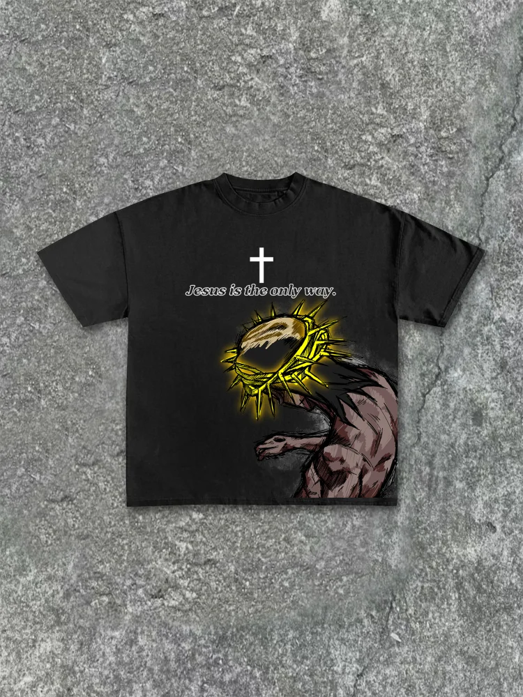 Jesus Is The Only Way Graphic Cotton T-shirt