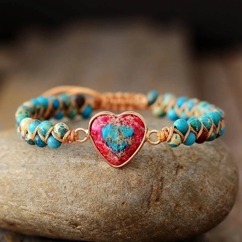 Vintage Style Colorful Heart Shape Emperor Stone Bracelets In Bulk2