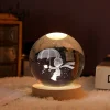 3D Galaxy Crystal Ball Children Night Light with Color LED Light Base Decoration Creative Gift Christmas Birthday Classmate Luminous Crystal Ball