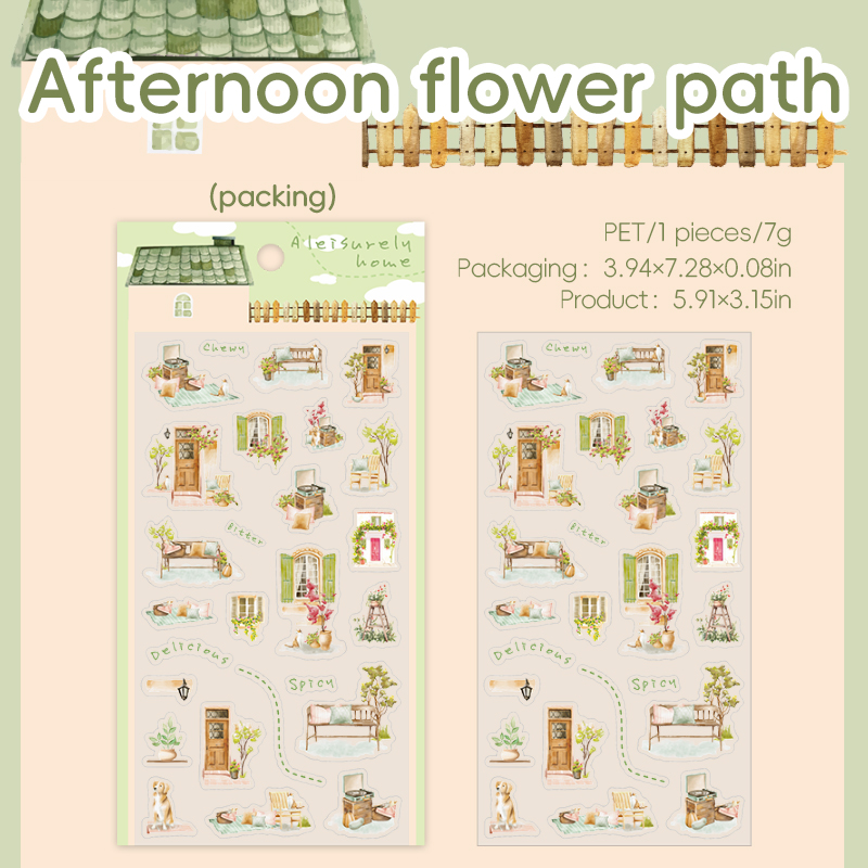PET Sticker - A Leisurely Home Series Cute Character Life Landscape 
