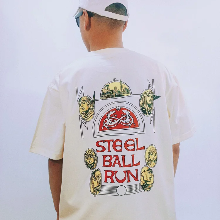 Pure Cotton Jojo’s Bizzare Adventure Steel Ball Run T-shirt  weebmemes