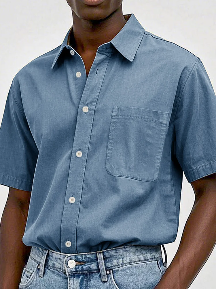 Men's Fashion Casual Retro Pure Cotton Lapel T-shirt