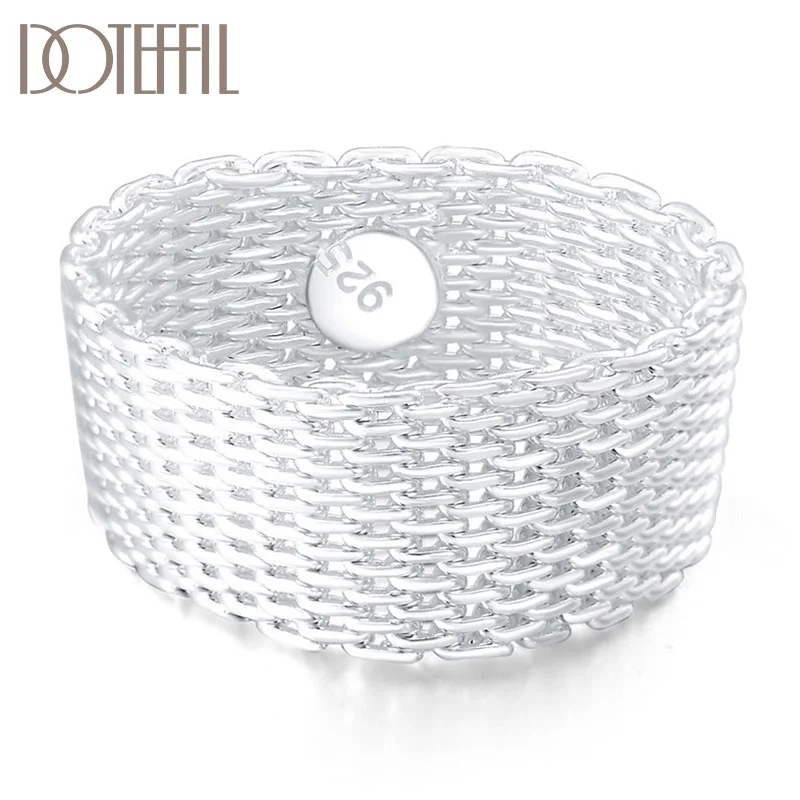 DOTEFFIL 925 Sterling Silver Exquisite Mesh Network Ring For Women Jewelry