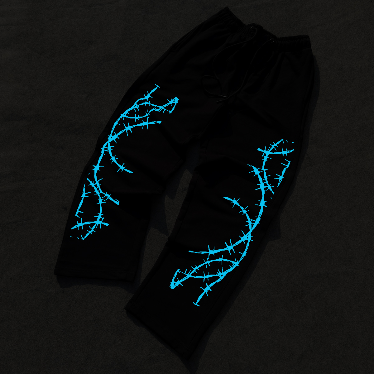 Luminous Barbed Wire Print Cotton Blend Sweatpants