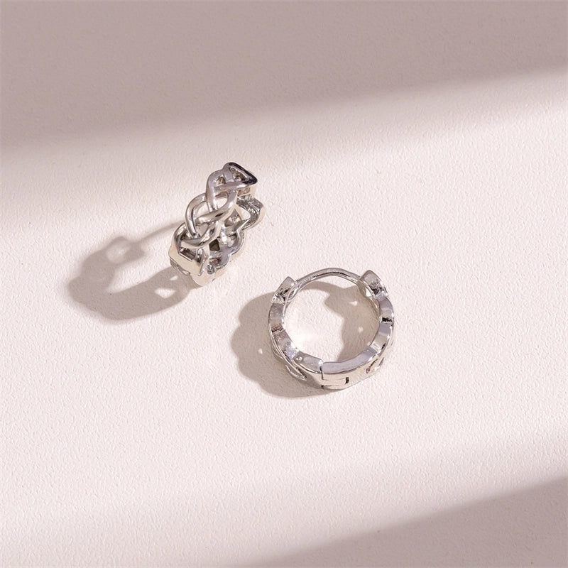 1 Pair Minimalist Solid Color Grid Hollow Out Brass Rhodium Plated Earrings