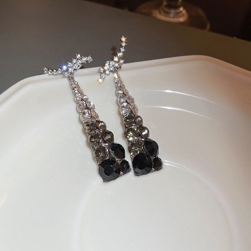 1 Pair Minimalist Butterfly Inlay Copper Zircon Drop Earrings