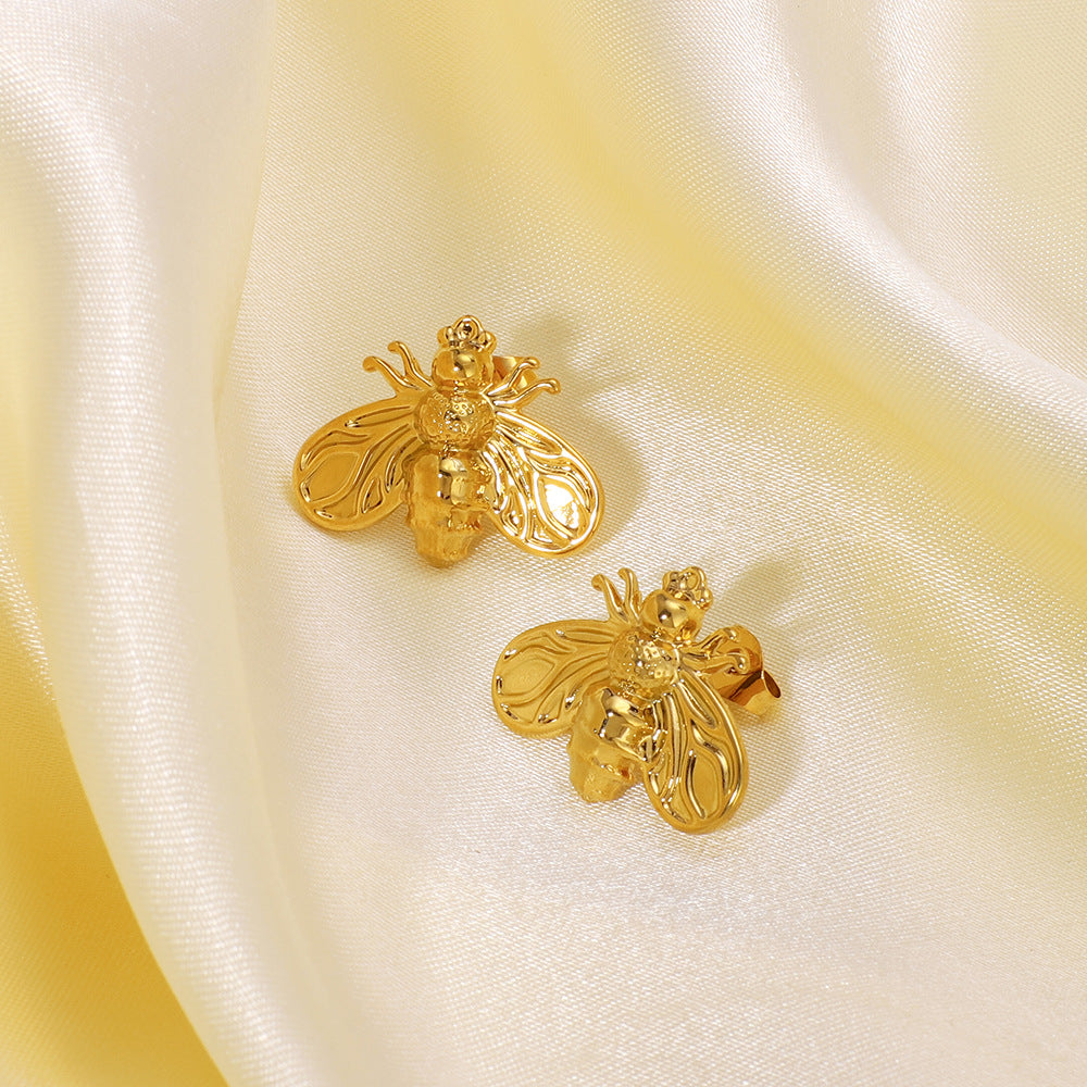 Personalized Bee Insect Stainless Steel Earrings 18K Electroplating Color-Preserving Earrings For Ladies Ins Niche Earrings