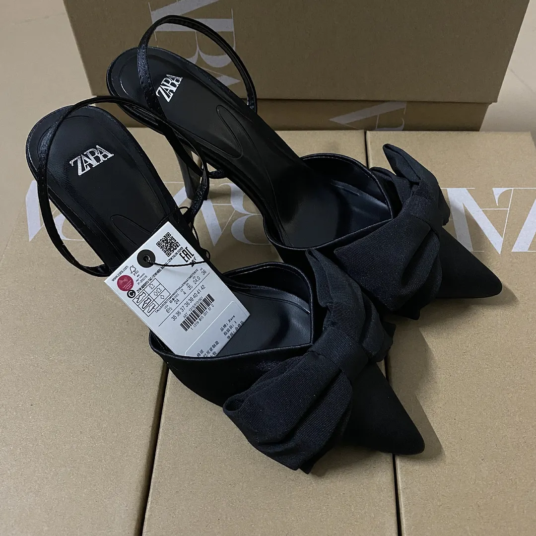 Breakj Breakj 2025 Summer New Women's Shoes Heel Bow Decorated High Heel Shoes Behind The White Fairy Sandals