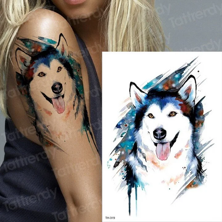 tattoo sleeve sticker watercolor animals temporary tattoos giraffe wolf tiger butterfly tatoo water color tattoo for girls body