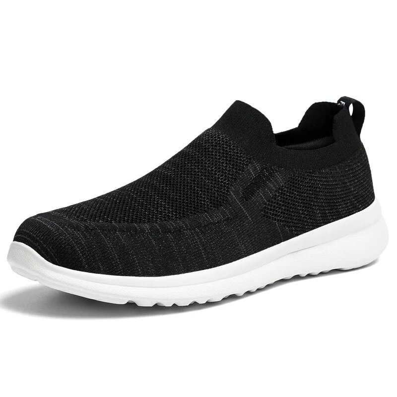 Mesh Men Shoes Lightweight Sneakers Men Fashion Casual Walking Shoes Breathable Slip on Mens Loafers Black Size 45 Footwear