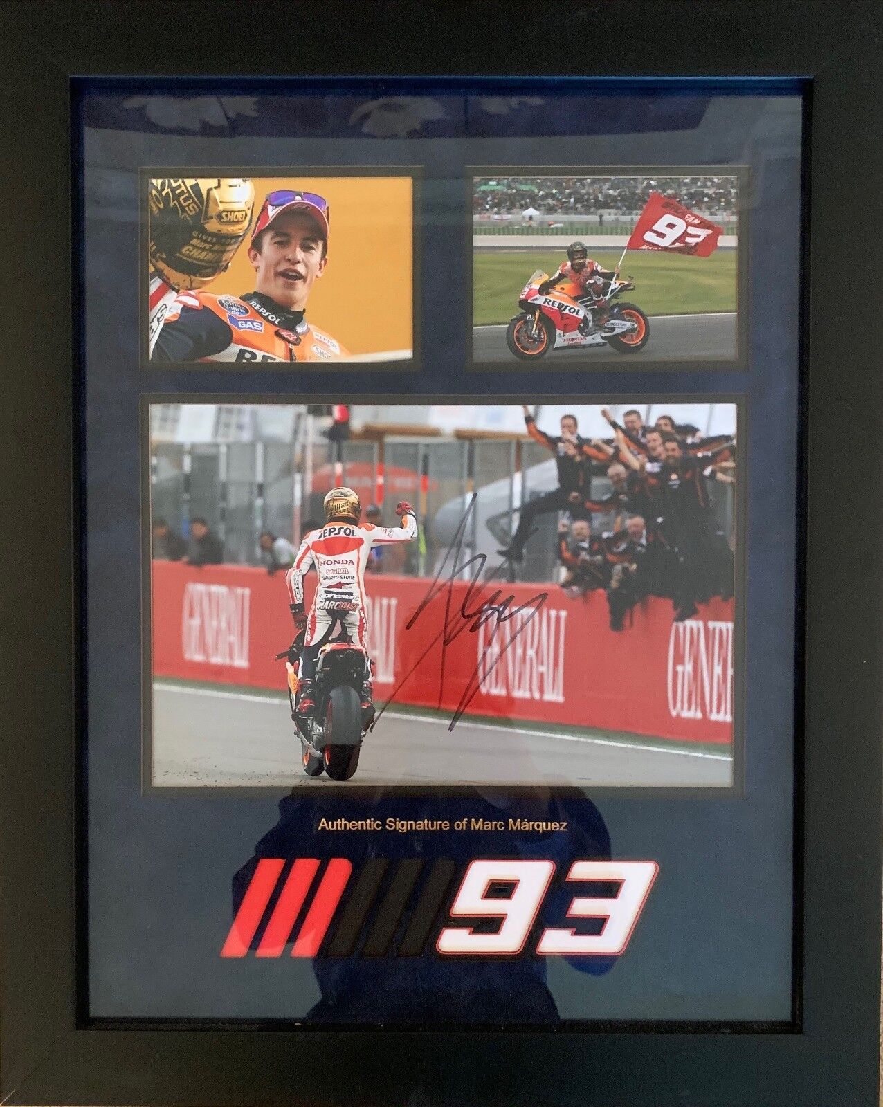 MARC MARQUEZ HAND SIGNED REPSOL HONDA FRAMED Photo Poster painting DISPLAY MOTOGP PROOF 7.