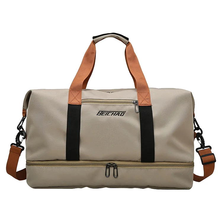 Travel Luggage Duffle Bag Large Capacity Dry Wet Weekend Crossbody Bag (Khaki)