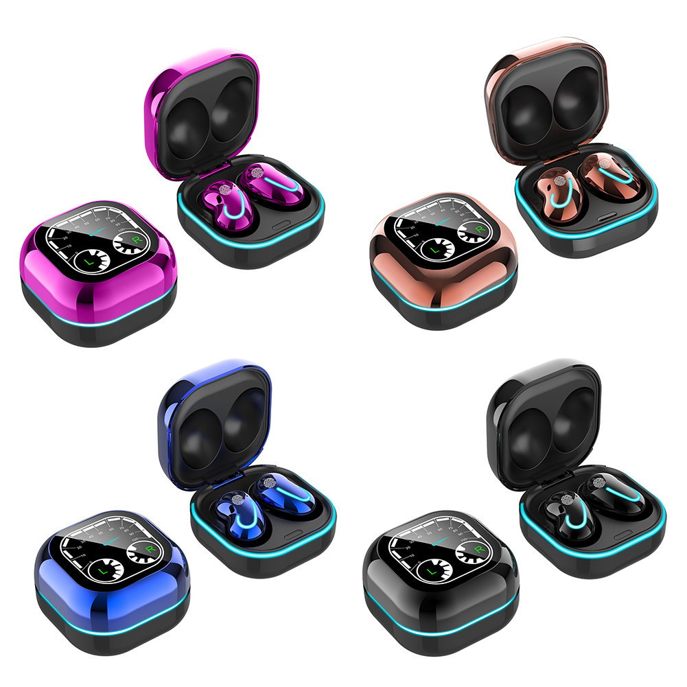 

S6 TWS Bluetooth 5.1 Earphones Mini Wireless Earbuds with Charging Case Mic, Purple, 501 Original