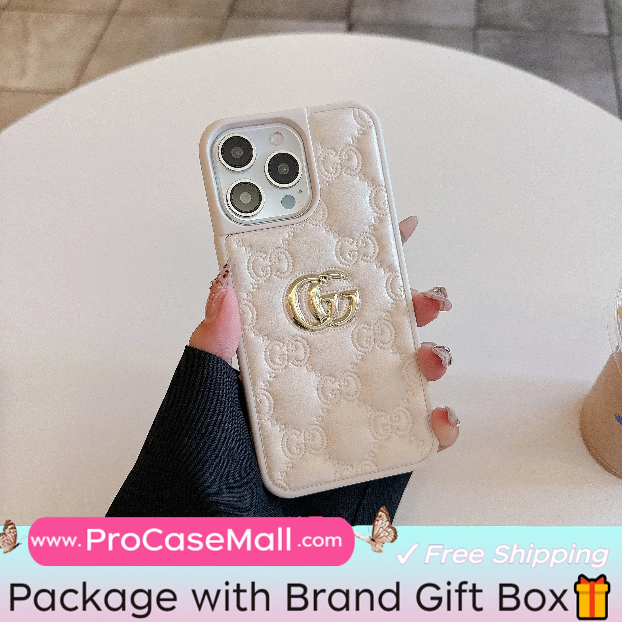 Gucci Embossed Lambskin Ophidia GG Luxury Apple iPhone Case