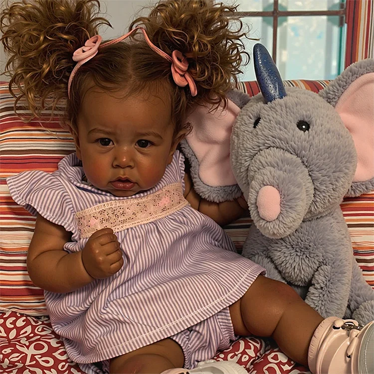 Realistic African American 12'' Handmade Vivienne Adorable Cute Black Real Life Mini Reborn Baby Girl Doll With Curly Long Hair By Rsgdolls®：Realistic Reborn Baby Dolls By Rsgdolls®