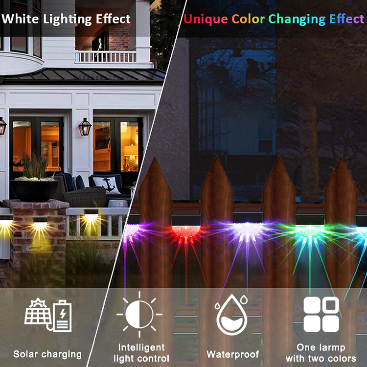 Solar Waterproof Deck Lights Warm White/LED Color Changing Glow Step