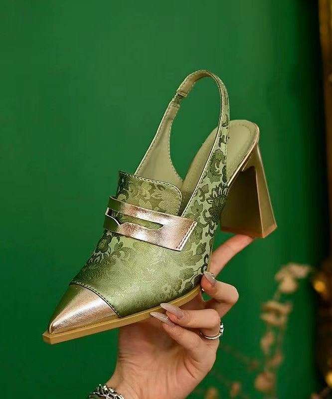 CD 26s Embroidered Sandals Olive Green Leather 685608