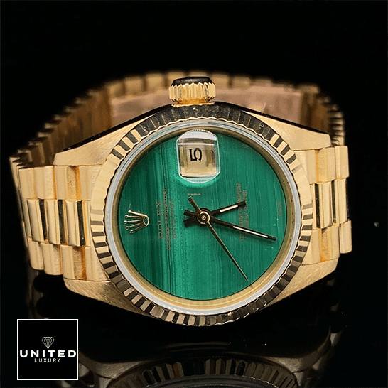 Rolex Datejust 69178 Yellow Gold Fluted Bezel Malachite Dial Replica