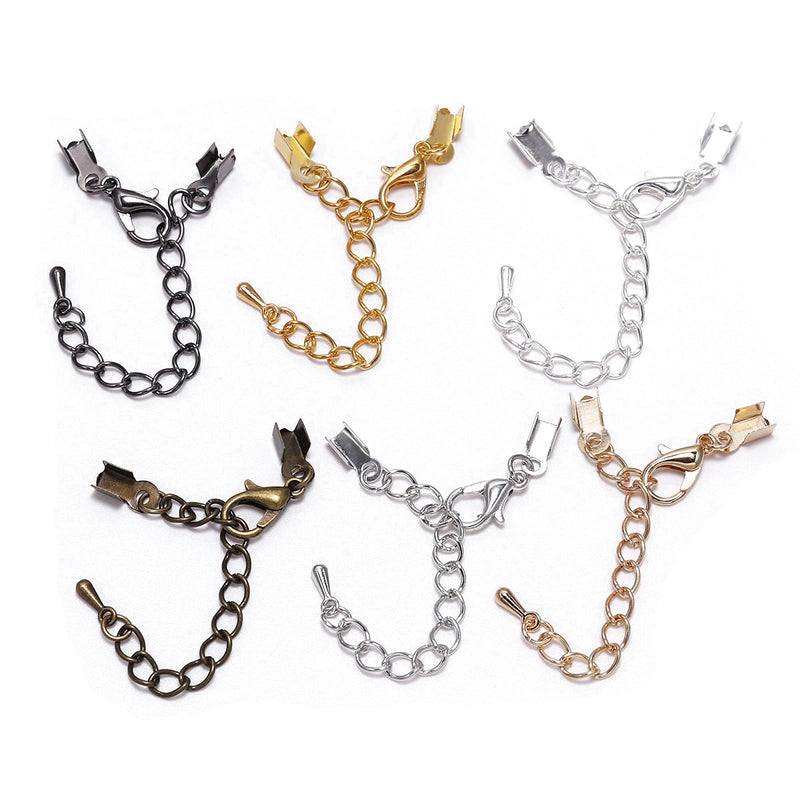 Metal Extension Tail Chain With Water Drop Lobster Clasp DIY Jewelry Accessories Leather Rope Square Clip Adjustment Chain