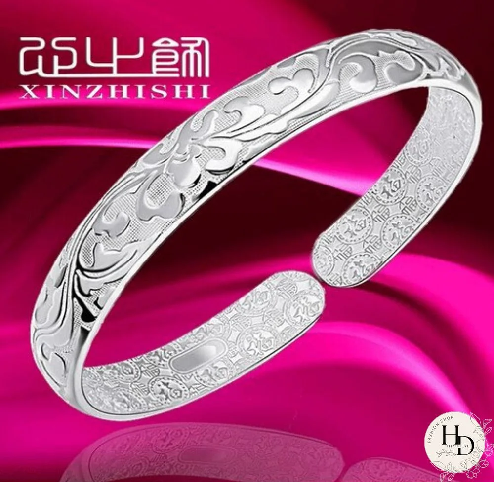 Fashion Women Female Jewelry 999 sterling silver Bangles Cuff Bracelets High Quality Gifts
