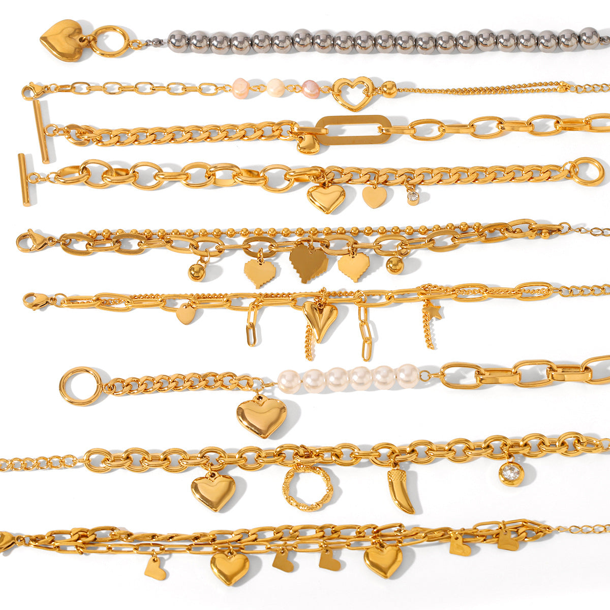 Stainless Steel Bracelet Ot Buckle Love Pearl Bracelet Female Titanium Steel Jewelry