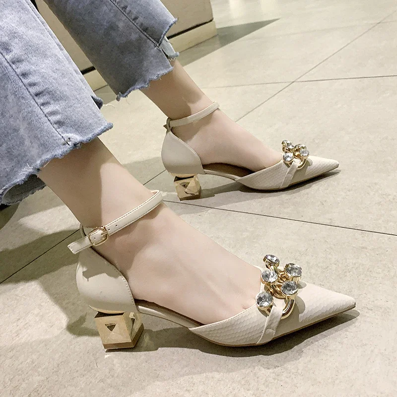 Qjong Sexy High Heels Sandals Women 2022 New Summer Gladiator Bling Crystal Shoes Designer Wedding Women Pumps Slippers Mujer Zapatos
