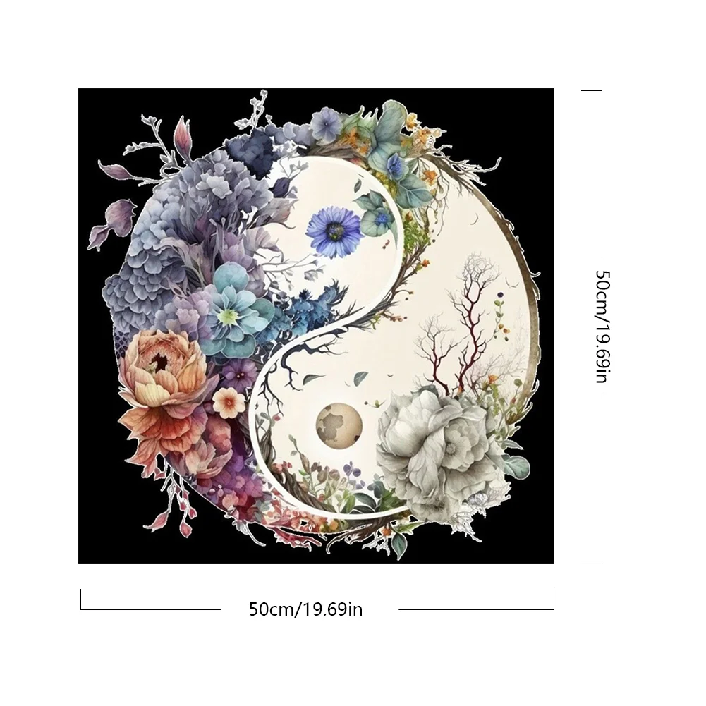 DIY Paint By Number 50*50cm - Tai Chi Flowers