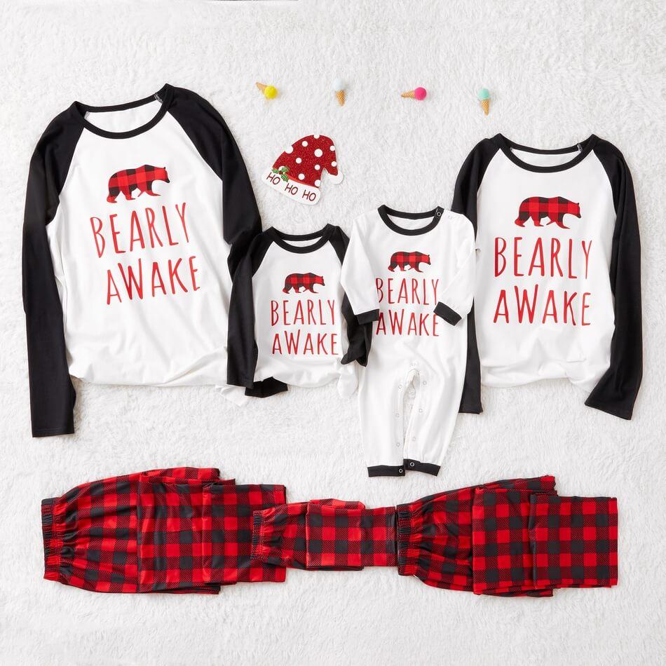 Download Christmas Bear Letter Buffalo Plaid Family Matching ...