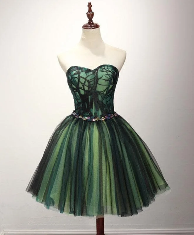 Stylish Tulle Lace Short Prom Dress, Cute Evening Dress SP17217