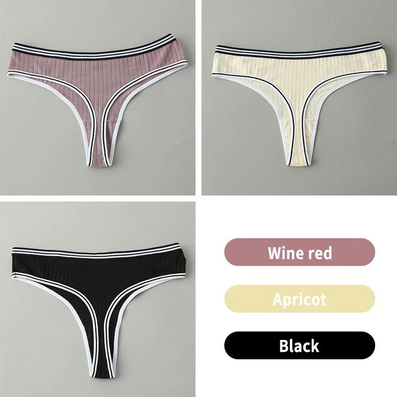 Billionm Women Cotton G-string Panties Low Waisted Underwear Pantys Thongs Solid Color Lingerie Fashion Sexy Underpants New Briefs