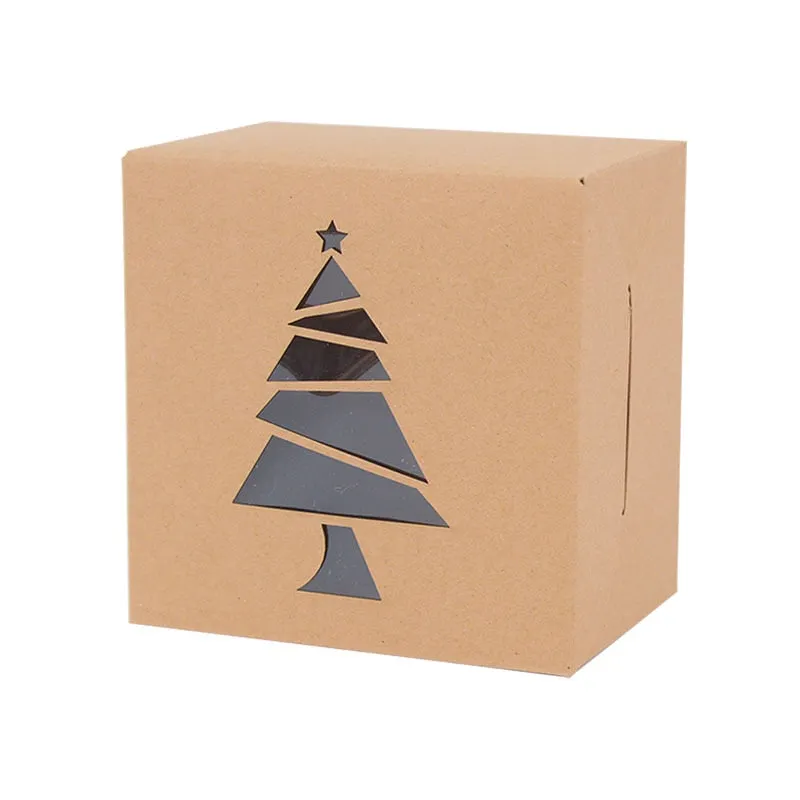 5pcs Christmas Kraft Paper Cookie Gift Boxes Candy Box Bags Food Packaging Box Christmas Party Kids Gift New Year Navidad 2021
