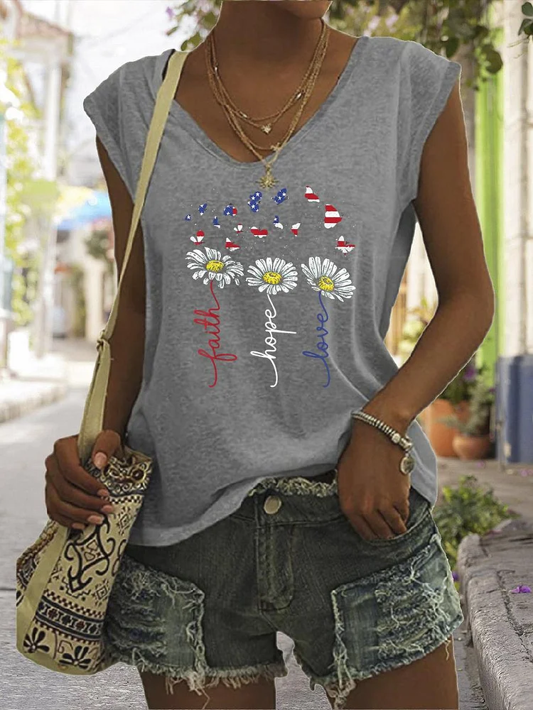 American Independence Day V Neck T-shirt Tees-JR00394-JR00394