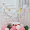 10 SETS Flashing Unicorn Mermaid Happy Birthday Cardboard Flags Kids Party Decoration