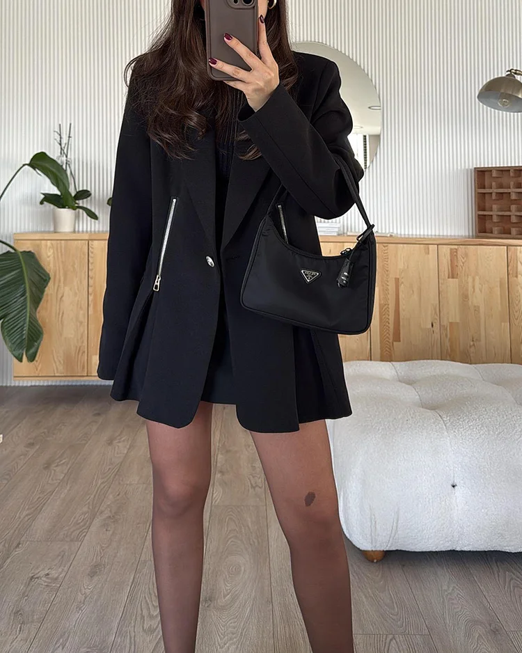 Women's solid color skirt suit