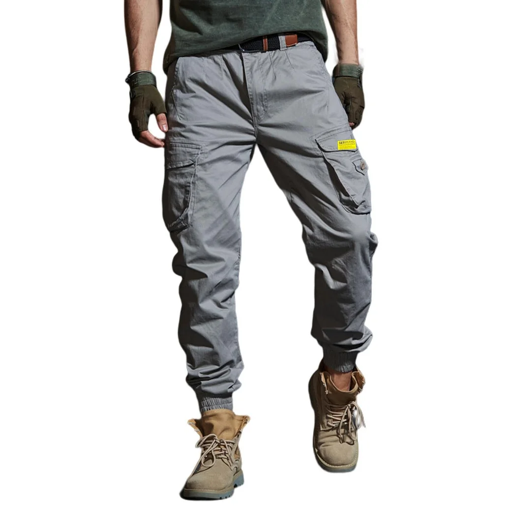 Aonga Summer Casual Cargo Pants Men Military Tactical Joggers Solid Color Cargo Pants Multi-Pocket Fashions Trousers Pantalones Cortos aonga