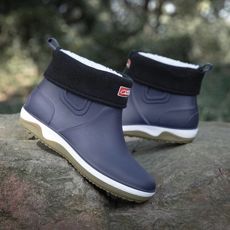 Rain Boots Men Lace Rubber Sole Galoshes Fishing Boots Short Gumboots Rubber Rainboots Man Bot Garden Boots Men Lovers Shoes88