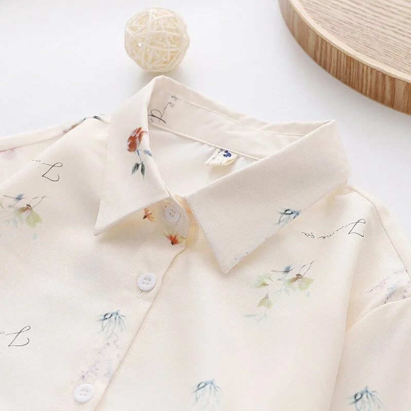 Womens Chiffon Blouses And Shirts Long Sleeve Floral Printed Lady Tops Autumn News Fashion