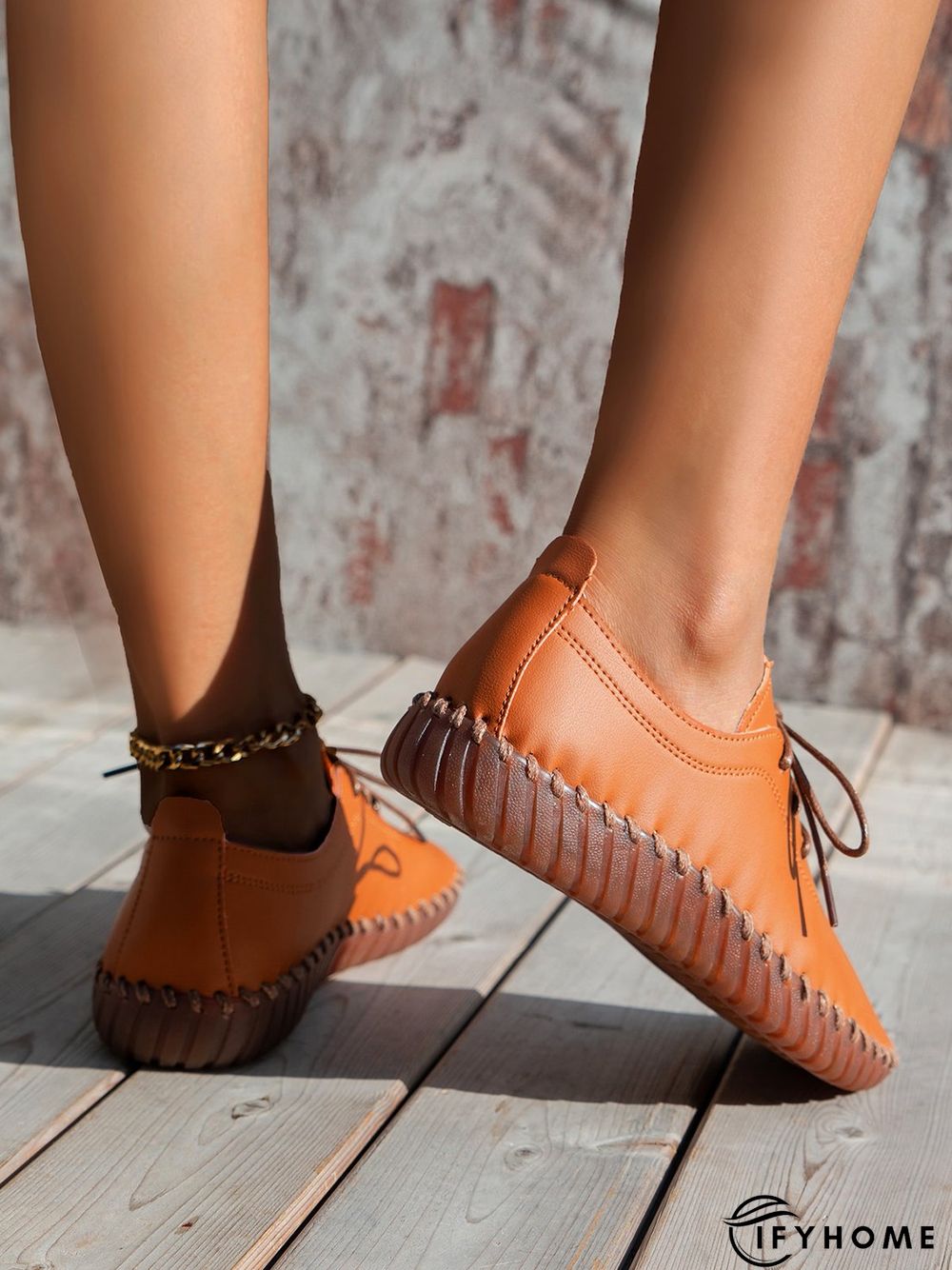 Casual Plain Lace-Up Flat Shoes | IFYHOME