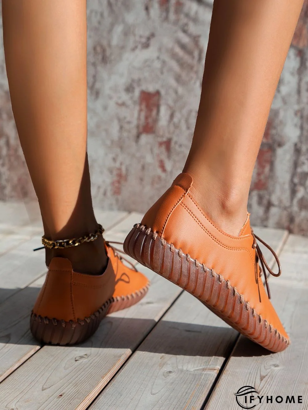 Casual Plain Lace-Up Flat Shoes | IFYHOME